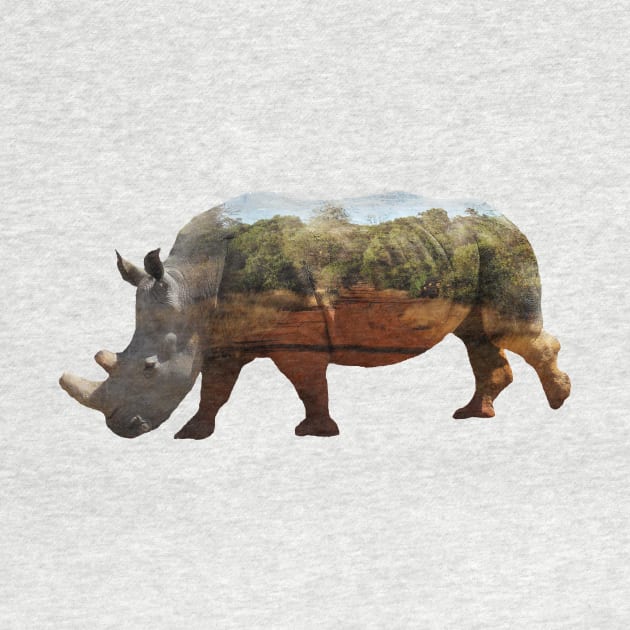 Rhino - double exposure - Africa by T-SHIRTS UND MEHR